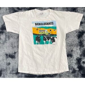 Vintage Ben & Jerry's 1990 Vermont's Finest Graphic Single Stitch T-Shirt